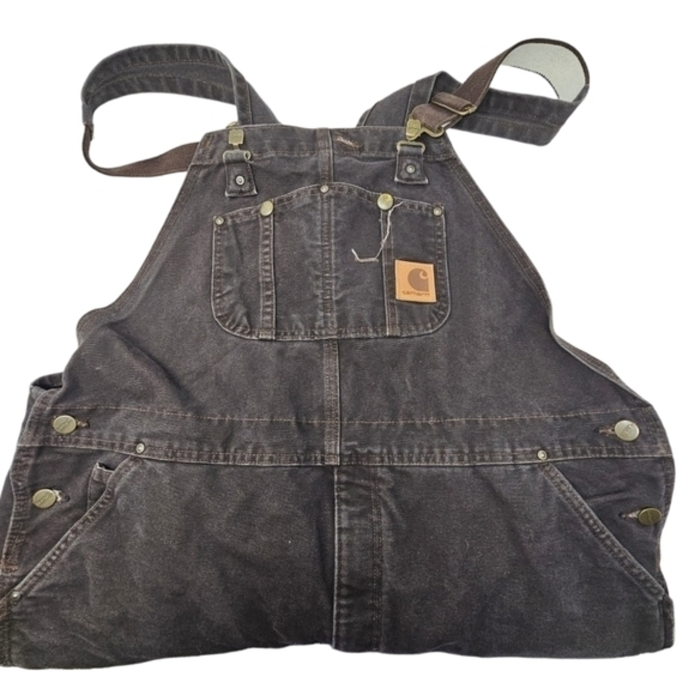 Carhartt Bibs‎ Overalls Quilt Insulated Duck Sandstone Men 42x32 R27- NOTE